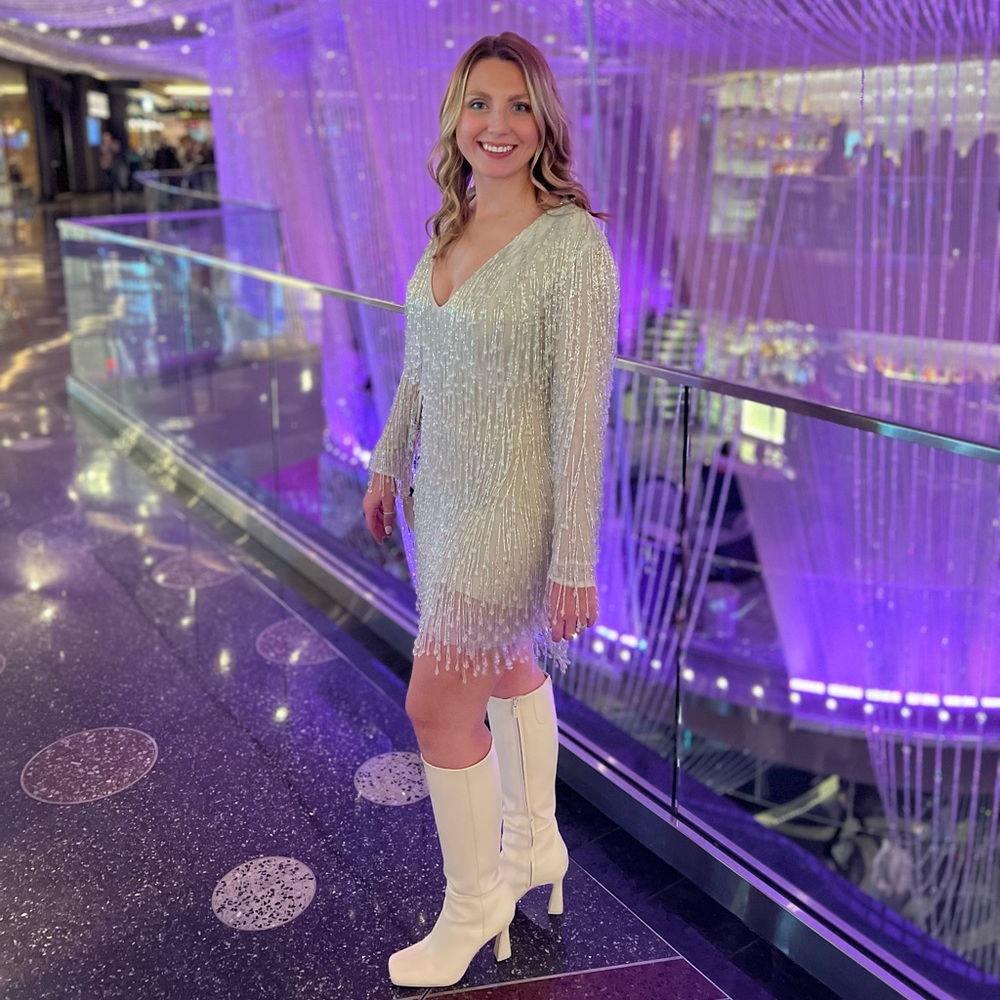 Nasty Gal Beaded Embellished V Neck Mini Dress